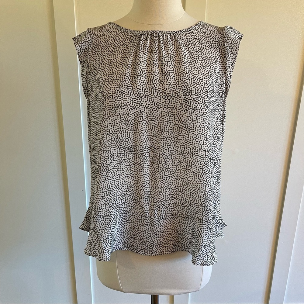 Loft black white yellow floral print work top